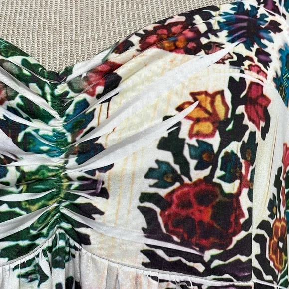 Unity World Wear Dress Womens X Large White Red Short Sleeve A-Line Open Back - Picture 9 of 16